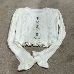 Shein Cream Floral Sweater